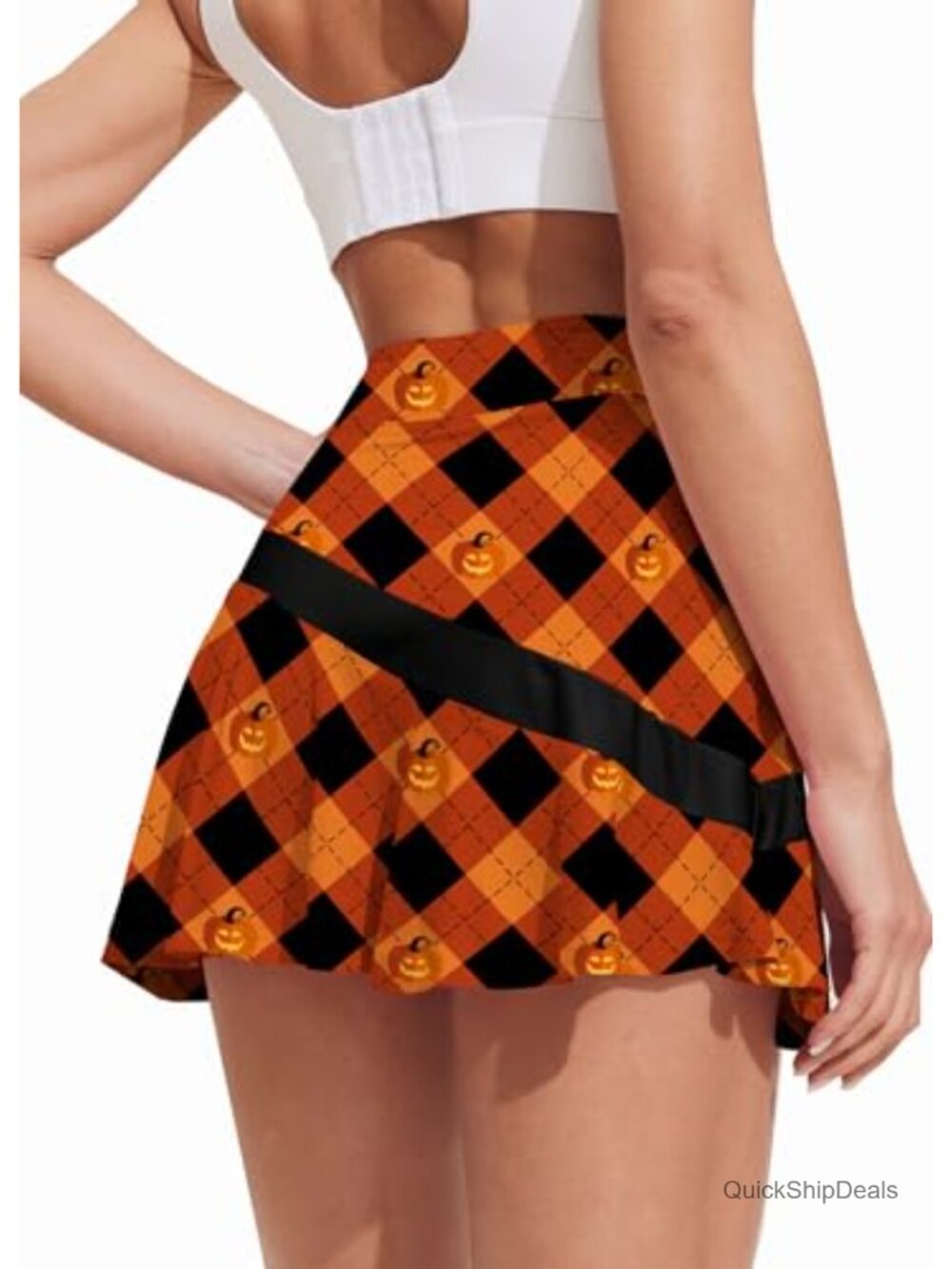 Pleated Athletic Skort with Anti-Slip Strip High Waist Tennis Skirt